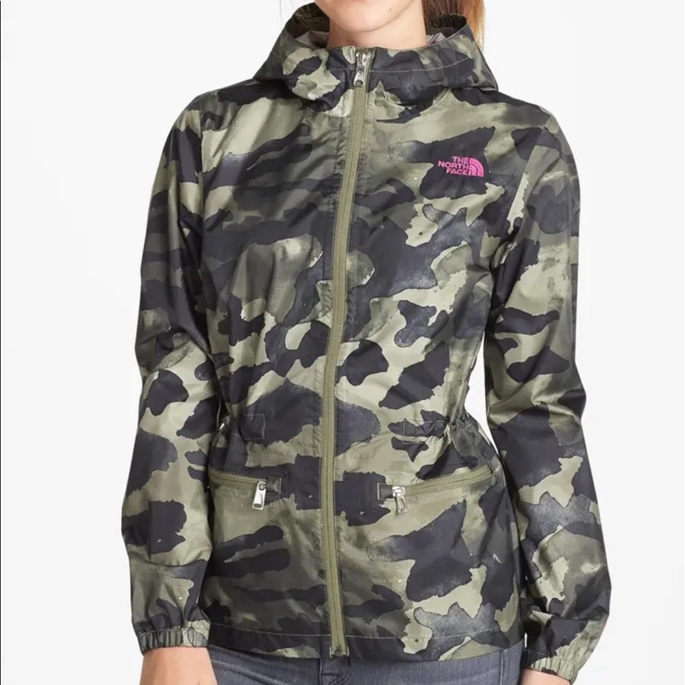 The North Face camo rain jacket